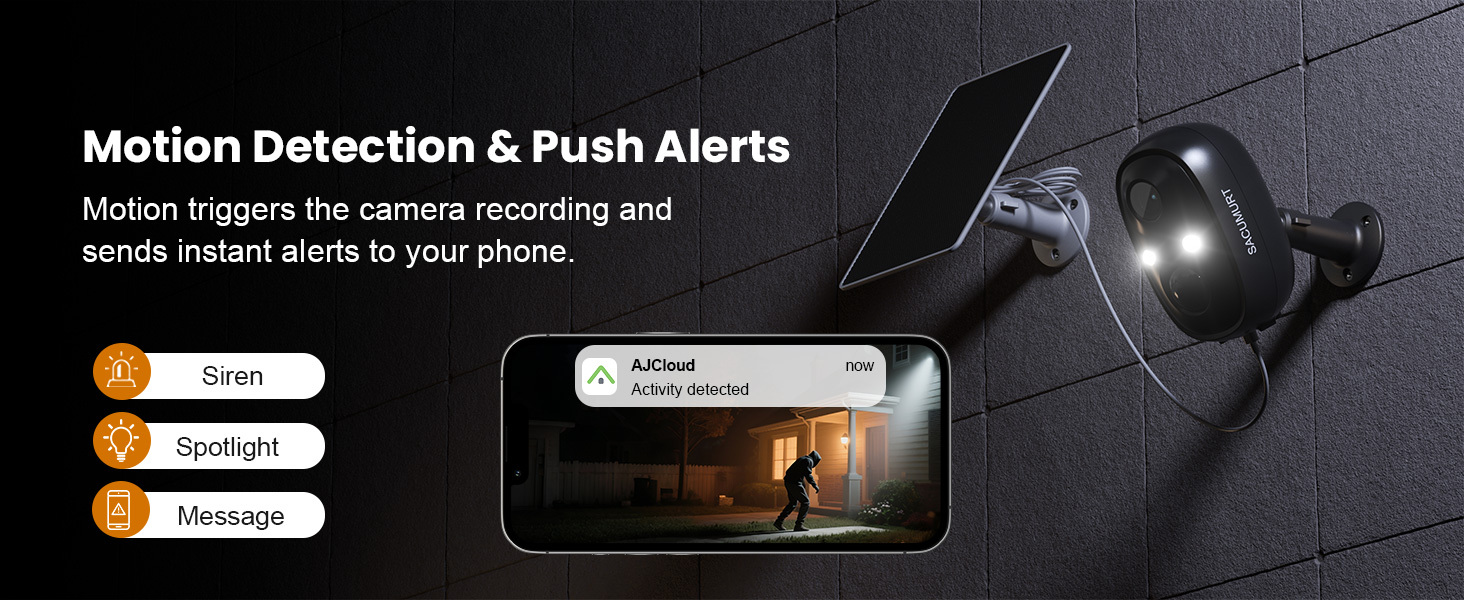 1 PC 2K HD Solar Security Camera, Wireless WiFi Camera, Surveillance Camera Outdoor, Motion Detection, Color Night Vision, 2-Way Talk, SD/Cloud Storage, Remote Access, Suitable for Outdoor, Backyard and Garage