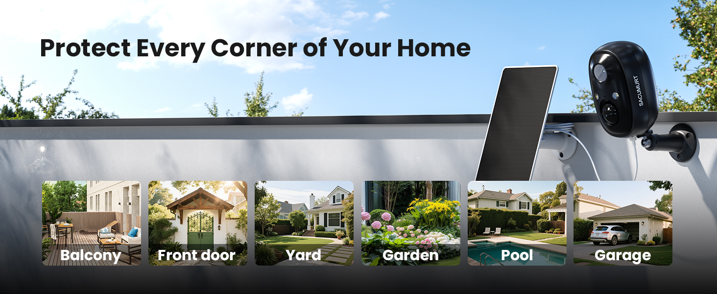 1 PC 2K HD Solar Security Camera, Wireless WiFi Camera, Surveillance Camera Outdoor, Motion Detection, Color Night Vision, 2-Way Talk, SD/Cloud Storage, Remote Access, Suitable for Outdoor, Backyard and Garage