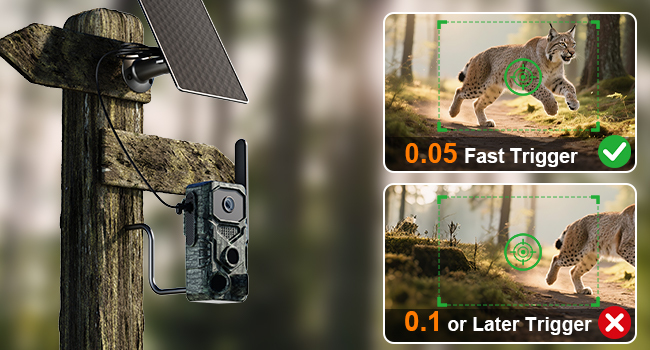 4G LTE Cellular Trail Cameras with Night Vision Motion Activated Waterproof, Wireless Game Cameras 0.05s Trigger Motion Activated, Real-Time Alerts for Wildlife Monitoring, Color Night Vision