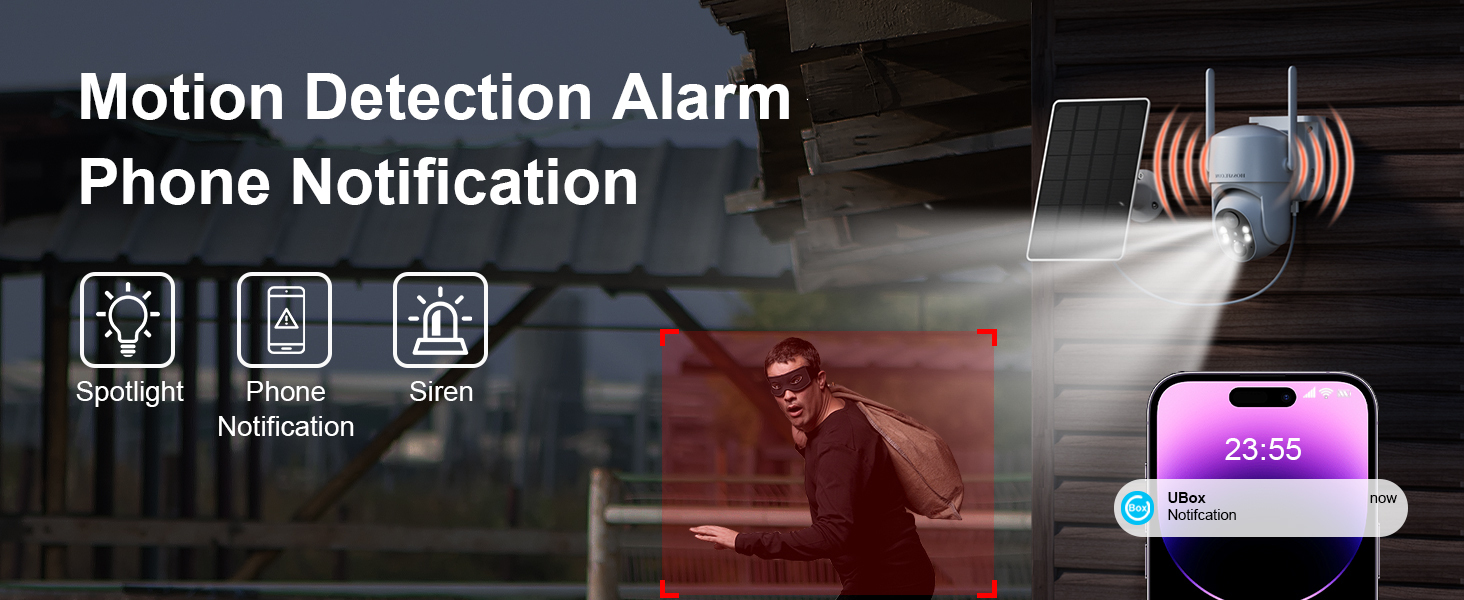 4G Cellular Wireless Outdoor Camera, Solar-Powered Security Camera, 360° PTZ Home Surveillance Camera, PIR Motion Detection, Instant Alerts, Spotlight, 2K HD Color Night Vision, Two-Way Talk, Built-in SIM Card, Includes 64GB SD Card, App Remote Control