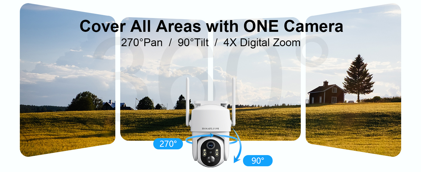 4G Cellular Wireless Outdoor Camera, Solar-Powered Security Camera, 360° PTZ Home Surveillance Camera, PIR Motion Detection, Instant Alerts, Spotlight, 2K HD Color Night Vision, Two-Way Talk, Built-in SIM Card, Includes 64GB SD Card, App Remote Control