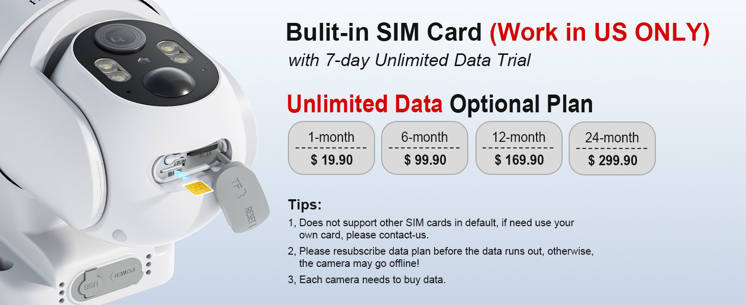 4G Cellular Wireless Outdoor Camera, Solar-Powered Security Camera, 360° PTZ Home Surveillance Camera, PIR Motion Detection, Instant Alerts, Spotlight, 2K HD Color Night Vision, Two-Way Talk, Built-in SIM Card, Includes 64GB SD Card, App Remote Control