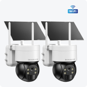 2 Pcs WiFi Security Camera, Wireless Solar Camera Outdoor, Surveillance Camera for Home Security, PIR Motion Detection, Two-Way Audio, Color Night Vision, 360° PTZ Remote Control, SD Card/Cloud Storage, Works with Phone