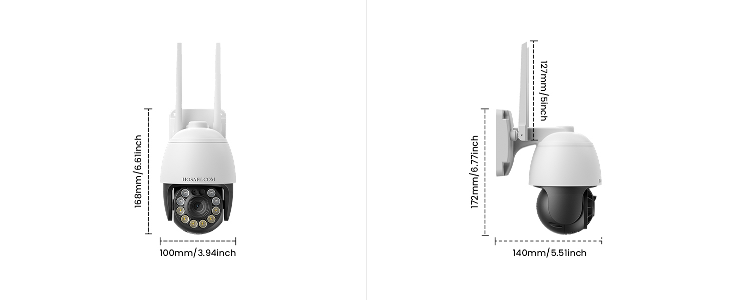 Security Camera Outdoor Wired with Night Vision Color, 360 WiFi Cameras for Home Security, Waterproof Video Surveillance Cameras, Motion Detection, Auto Tracking & Alarm, Fee Phone App and PC Software