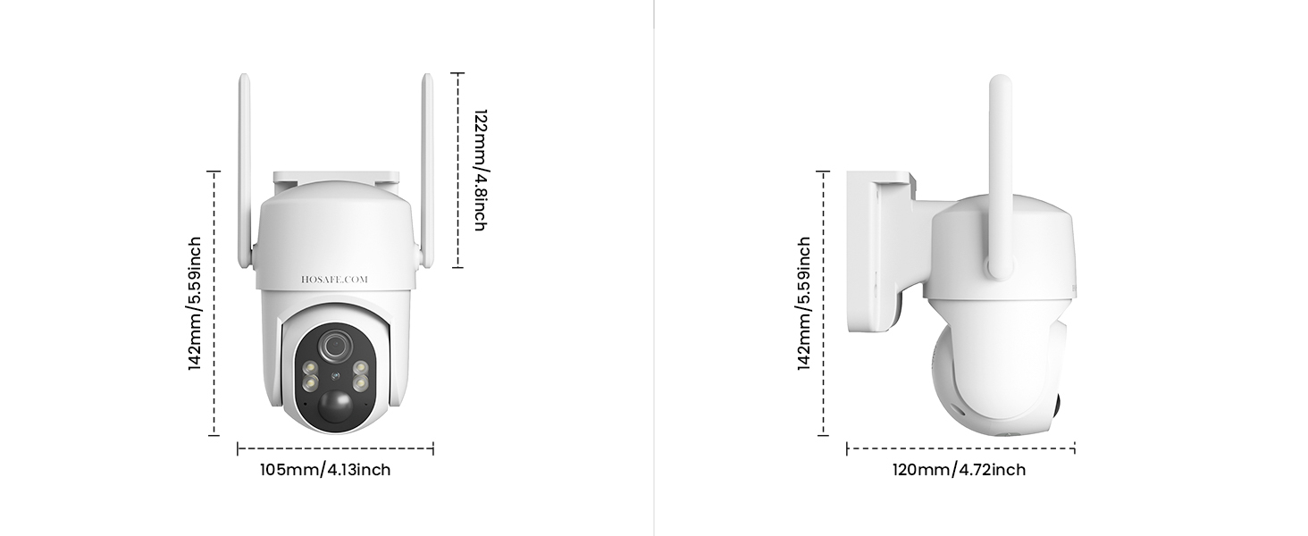 2 Pcs WiFi Camera Wireless Outdoor, Solar-Powered Security Camera, Motion Detection, Real-Time Alerts, 2K HD Color Night Vision, Two-Way Talk, 360° PTZ, SD/Cloud Storage, Remote Access, No Monthly Fee