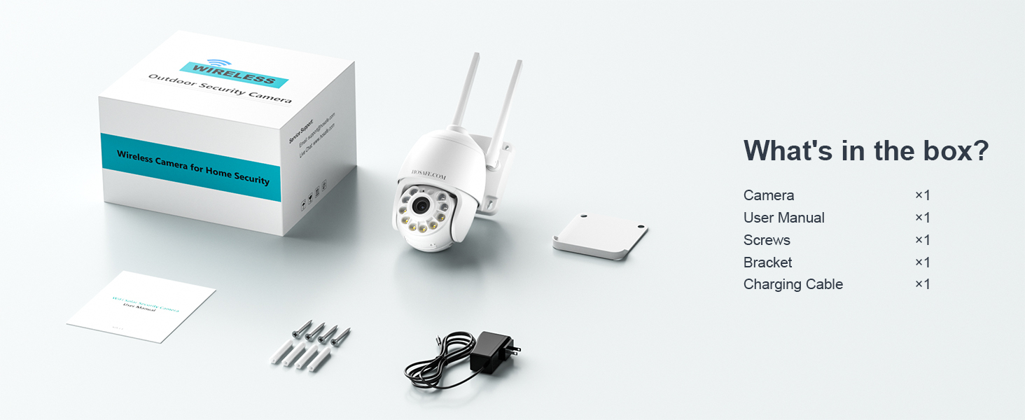 HOSAFE.COM Cameras for Home Security Outdoor WiFi, Plug-in 24/7 Video Surveillance System, Spotlight Color Night Vision, Human Motion Detection, PTZ Auto Tracking, Two Way Talk, Waterproof