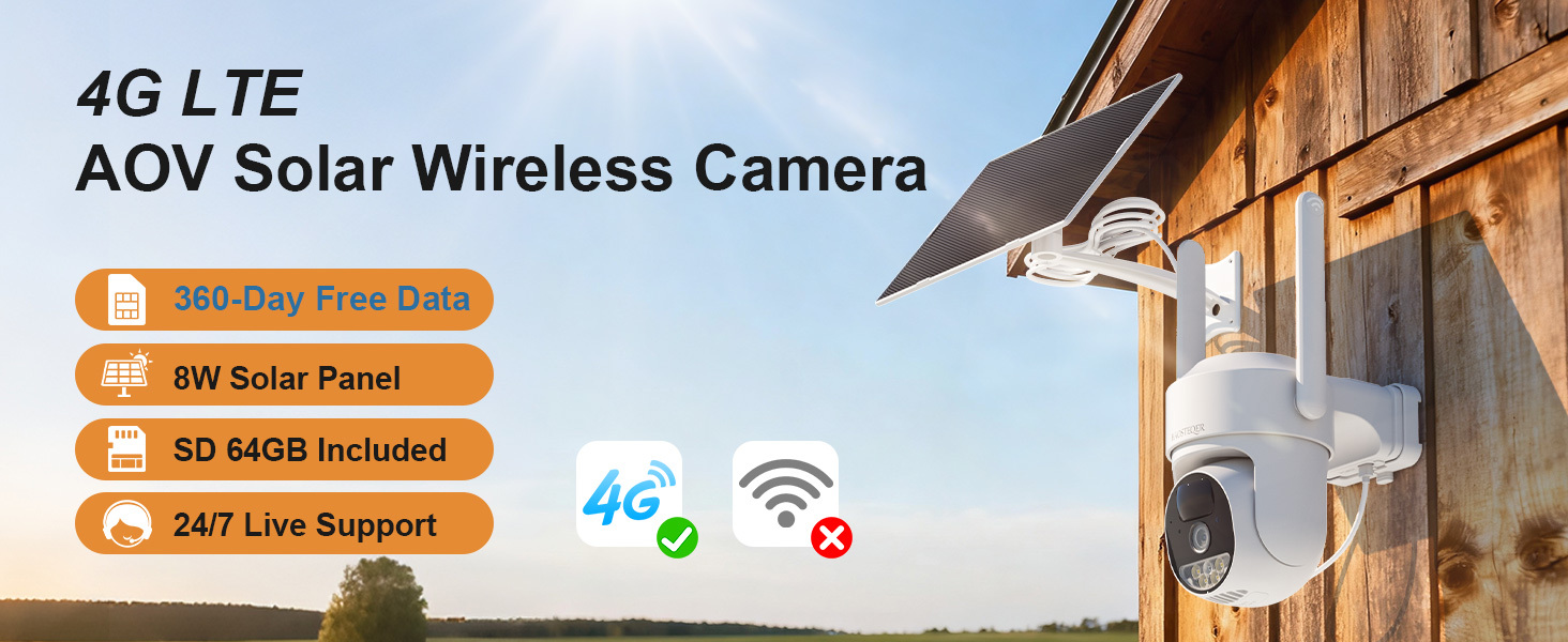 HOSAFE AOV 24/7 4G Solar Camera with 360-Day Data