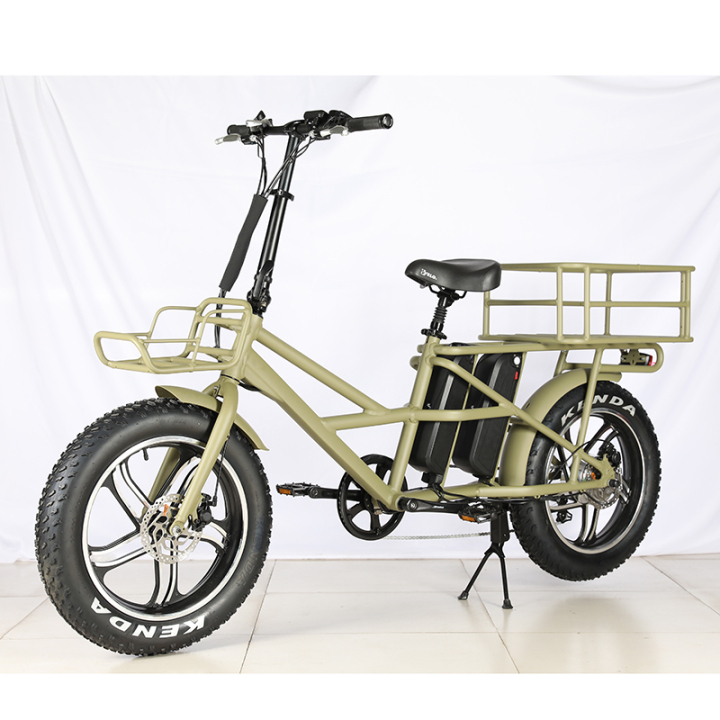 front rear basket fat tire cargo electric bike with kids safety seats