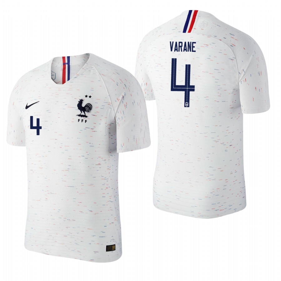 White 2 Star Soccer Jersey Shirt 4# Varane