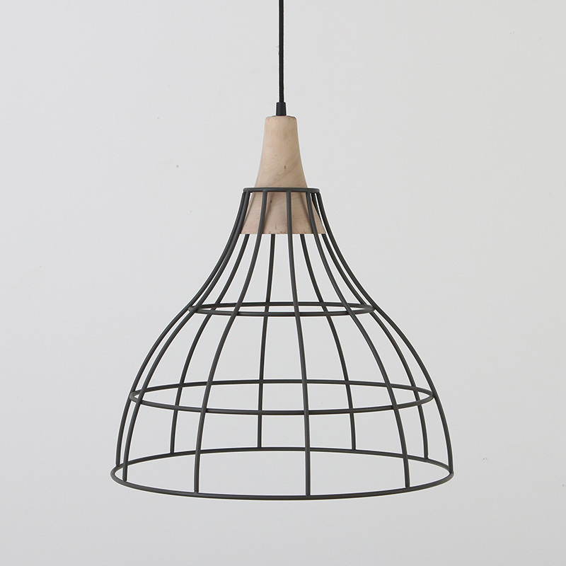 Pendant Lamp Metal Wire Cage Black Color Round Decoration Arts Light Shade Iron Wire Net Lamps