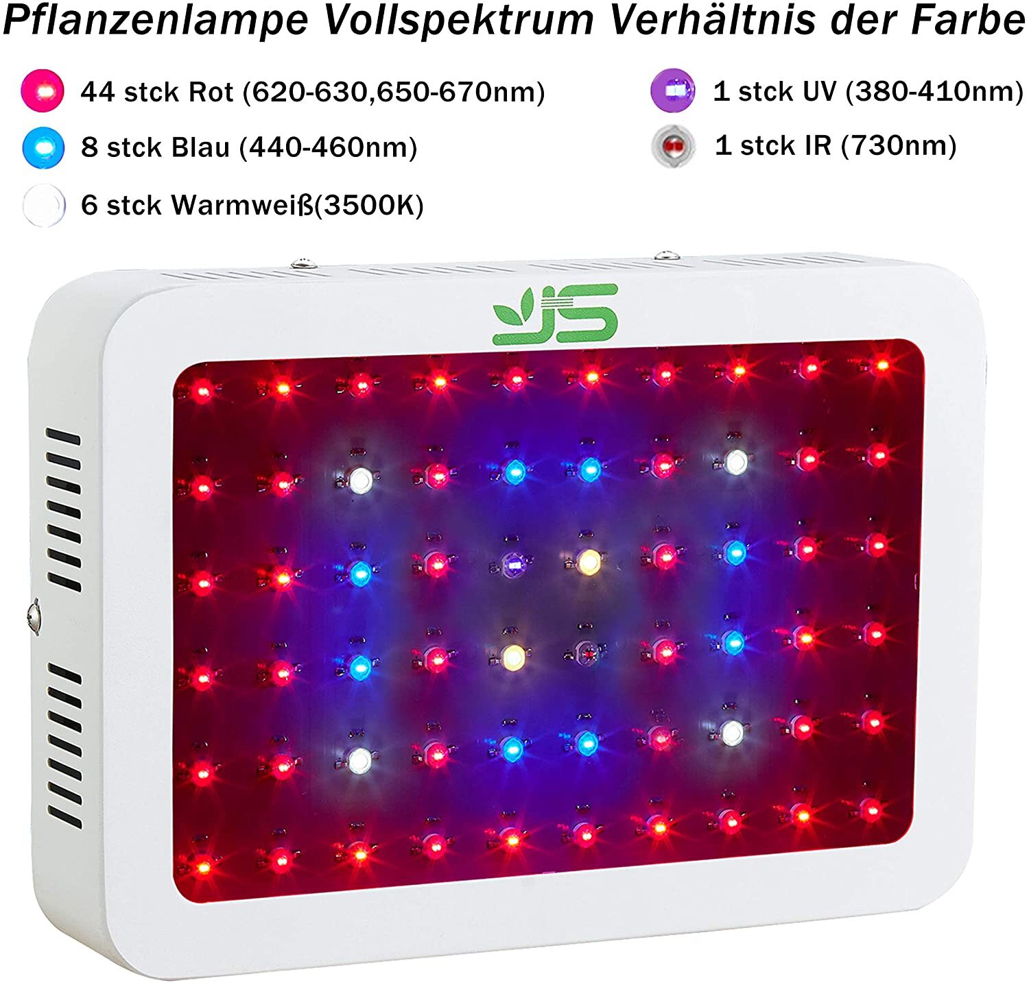 JS LED Grow Light, 600W Vollspektrum LED Pflanzenlampe, Pflanzenlicht Wachstumslampe Pflanzenleuchte für Zimmerpflanzen,Gemüse,Blumen und Gewächshaus Pflanze… JS LED Grow Light, LED-Pflanze wachsen Licht auf smart-join.com LED Grow Light