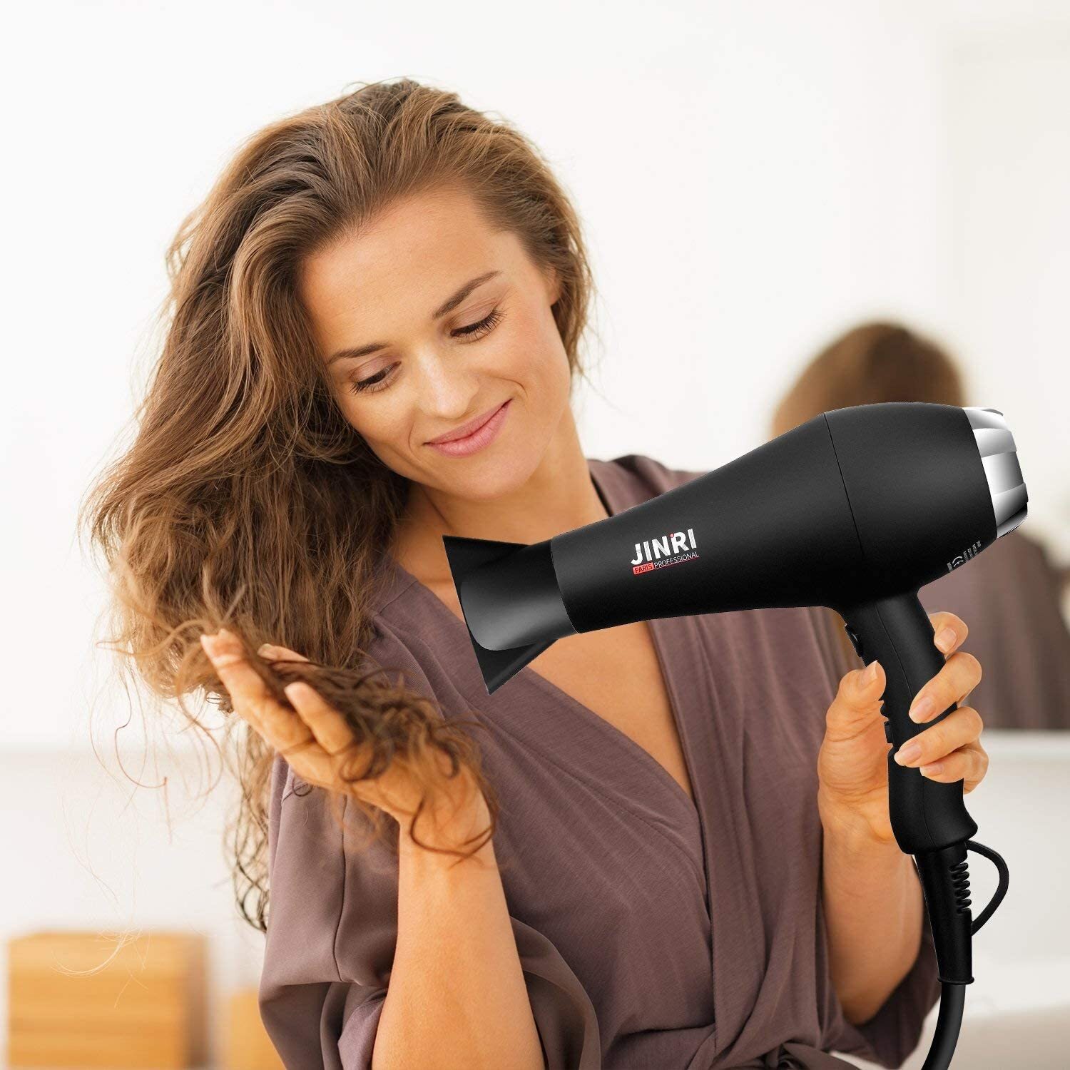 Hair Dryer With Diffuser For Curls Test Winner With Negative Ions Hair Dryer 3 Heating And 2 Separate Blower Levels Cooling Level 1800w Hairdryer With Diffuser For Curls Design Styling Nozzles 2 Attachments Black