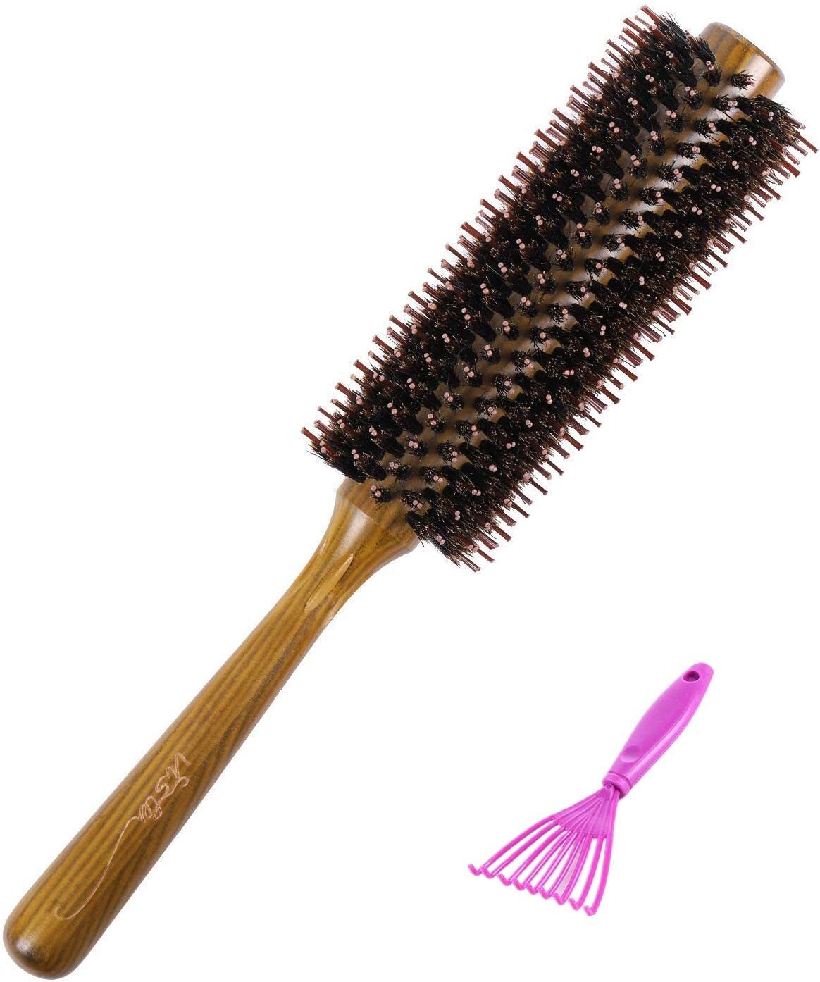 Round Hair Brush, Bamboo natural hair brush with needle-handle comb Wild boar bristle hair brush for long hair, short and medium-length hair, hair brush women for blow-drying curls, round hair brush men Round hair brush set Bamboo natural hair brush with needle-handle comb Wild boar bristle hair brush for long hair, short and medium-length hair, hair brush women for blow-drying curls, round hair brush men hair brush