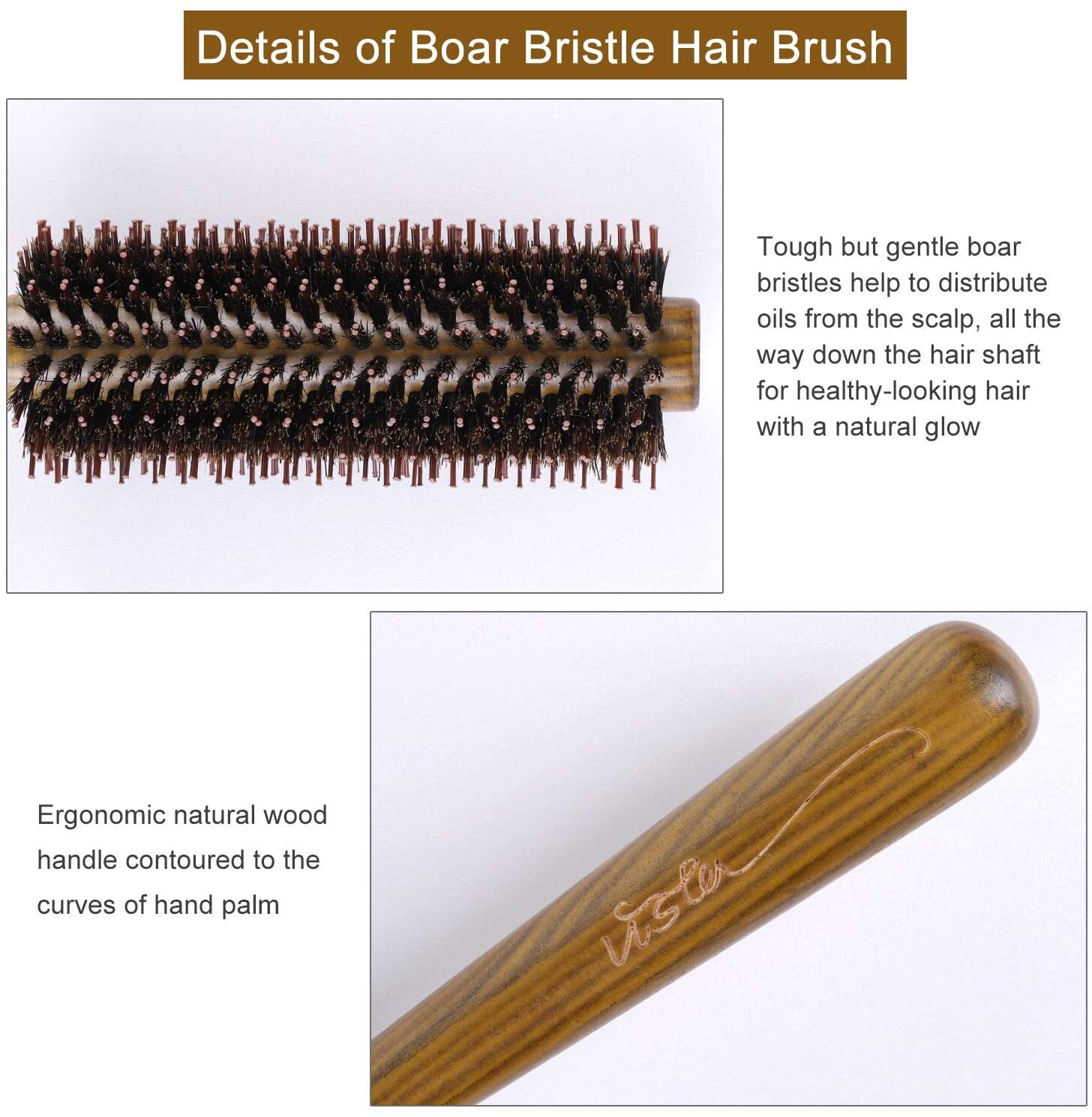 Round Hair Brush, Bamboo natural hair brush with needle-handle comb Wild boar bristle hair brush for long hair, short and medium-length hair, hair brush women for blow-drying curls, round hair brush men Round hair brush set Bamboo natural hair brush with needle-handle comb Wild boar bristle hair brush for long hair, short and medium-length hair, hair brush women for blow-drying curls, round hair brush men hair brush