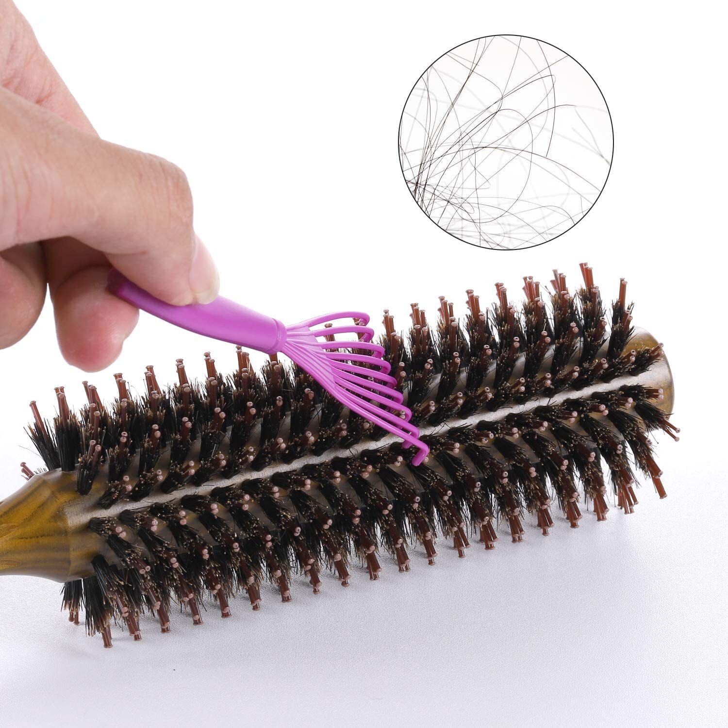 Round Hair Brush, Bamboo natural hair brush with needle-handle comb Wild boar bristle hair brush for long hair, short and medium-length hair, hair brush women for blow-drying curls, round hair brush men Round hair brush set Bamboo natural hair brush with needle-handle comb Wild boar bristle hair brush for long hair, short and medium-length hair, hair brush women for blow-drying curls, round hair brush men hair brush