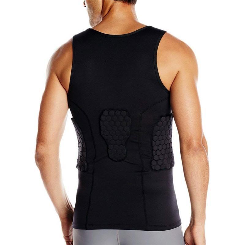 Tuoy Mens Padded Compression Shirt Sleeveless Rib Chest Protector 