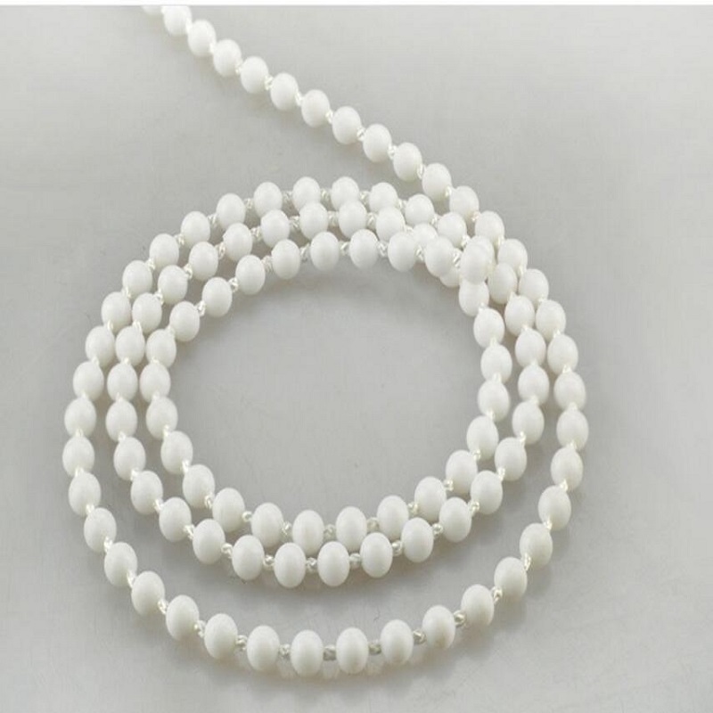 Plastic Endless Chain Cord Bead for Roller Blinds Curtain White Ball 4.5mm  Customize Length