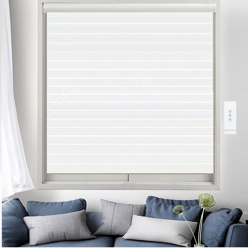 Top Quality Horizontal Sheer Shades Shangrila Roller Blinds Silhouette Window  Curtains Custom Made 3'' Light Filtering Fabric L1-6 Manual Or Electric