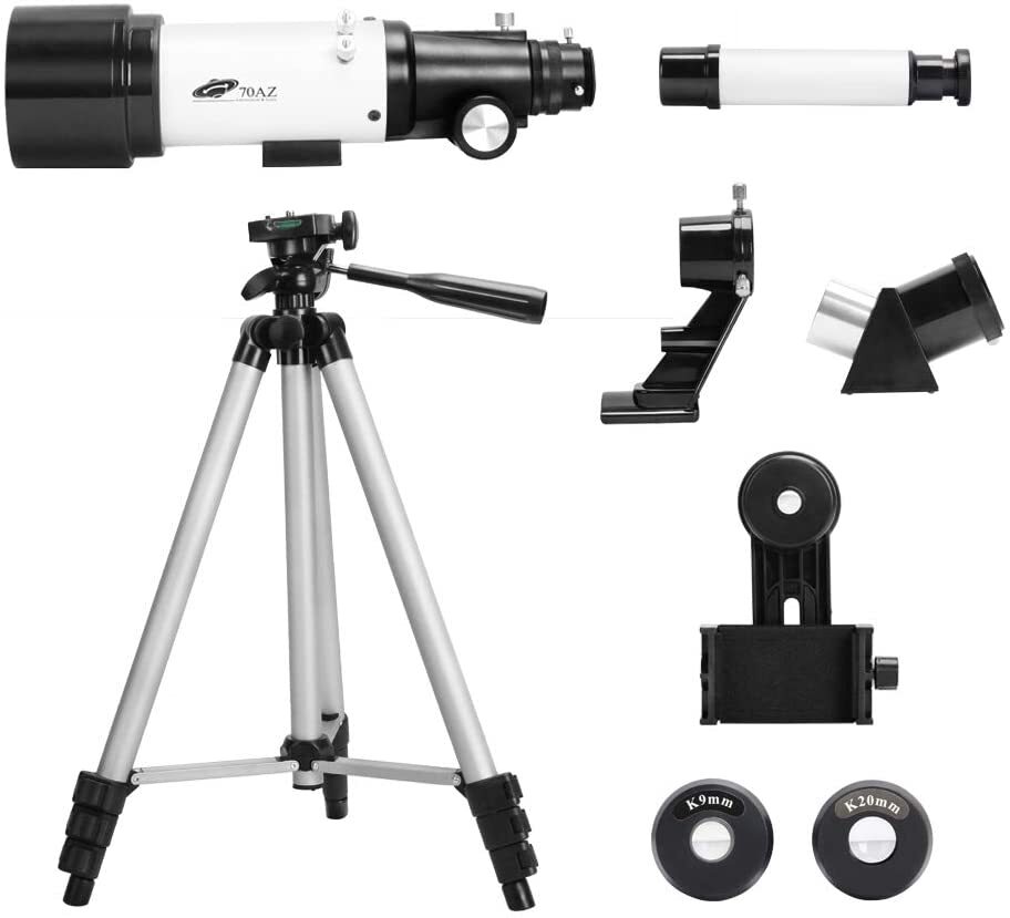 Astronomical Telescope for Beginners Refractor Telescope for Kids and Adults with Tripod Observing Moon and Scenery-Black 