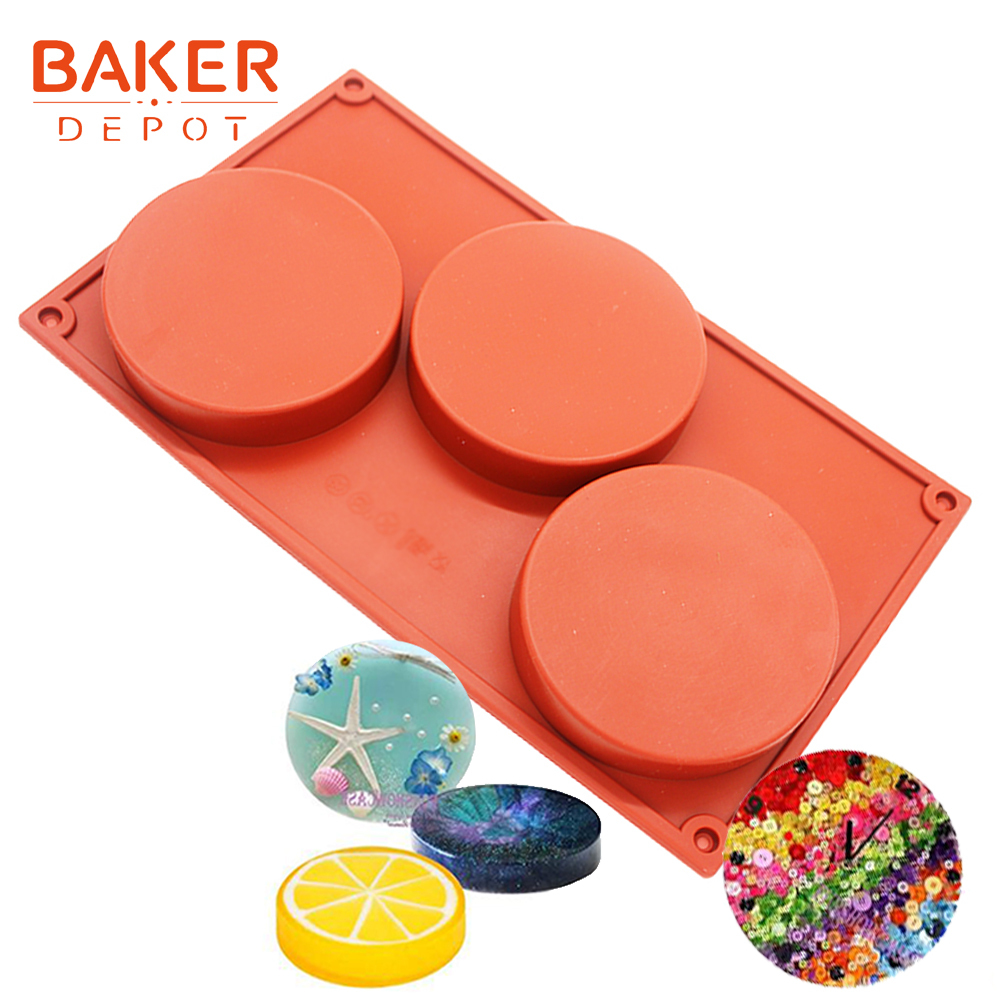 Candy 6-Cavity Non-Stick Baking Molds Pastry Bakeware Biscuit Chocolate Mold for Cake Crafting Projects 2PCS Round Disc Silicone Cake Mold Epoxy Resin Soap Making 