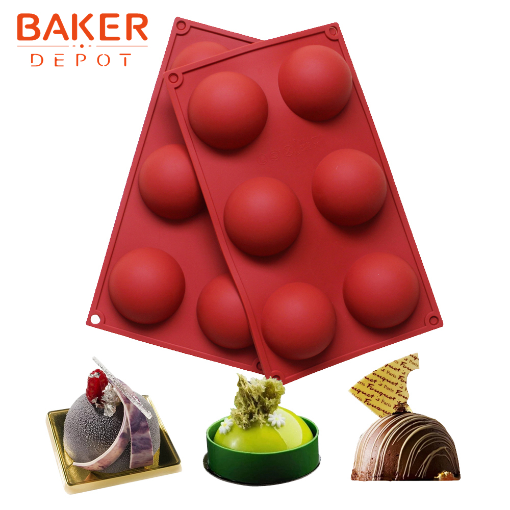 Handmade Soap 2 Pack BPA Free 6 Holes Silicone Mould for Cake Semi Sphere Dessert Moulds for DIY Chocolate Pastry Truffle Pudding Jelly Cheesecake 3D Semicircle Baking Non-Stick Mould 