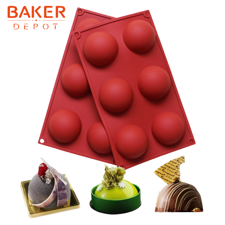 BAKER DEPOT 6 Holes Heart Shaped Silicone Mold For Chocolate Cake Jelly  Pudding Handmade Soap Mould Candy Making Set of 2