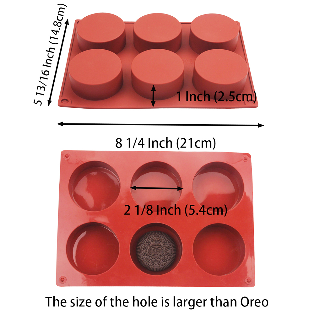 6 Cavities Round Cylinder Silicone Mold For Chocolate Covered Oreo Cookie  Candy jelly Pudding Cake Baking Tools Oreo Chocolate Molds Set of 3
