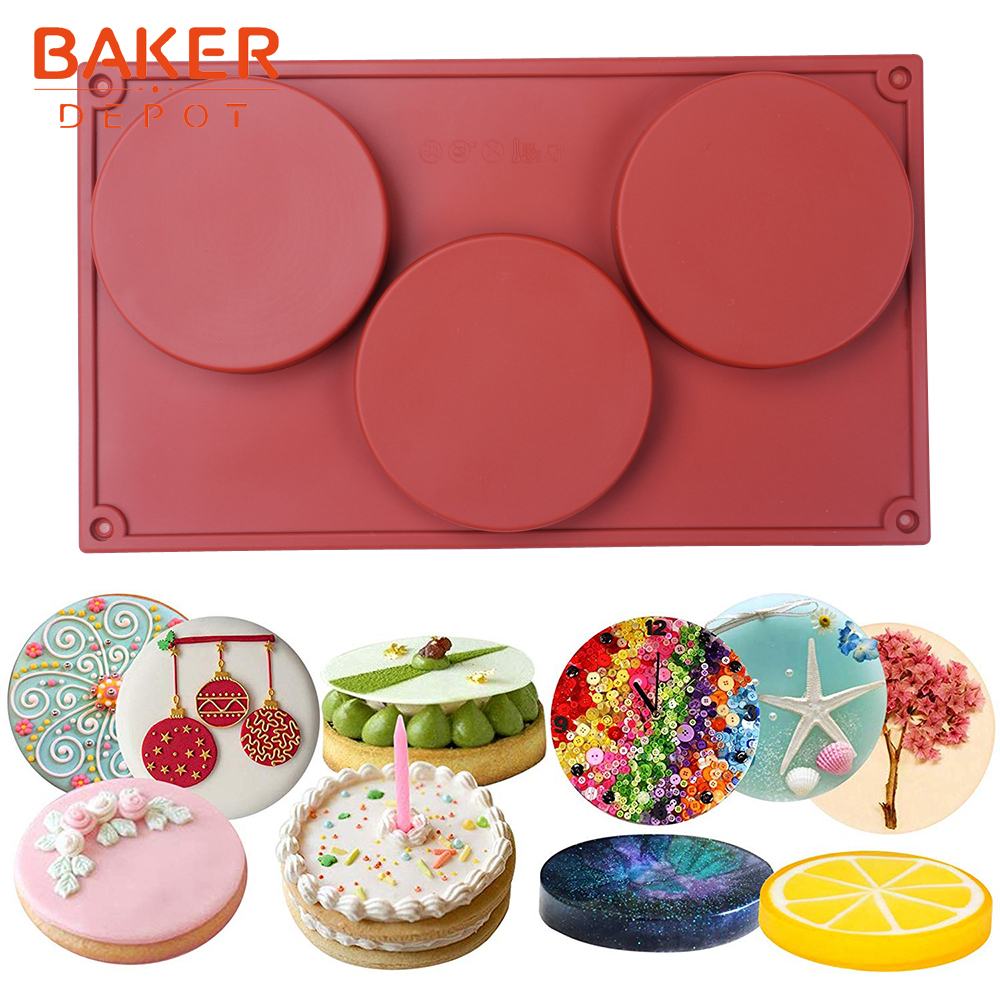 Baker Depot 6 Cavity Round Silicone Mold for Muffin Cupcake, Bread, Handmade Soap Set of 2
