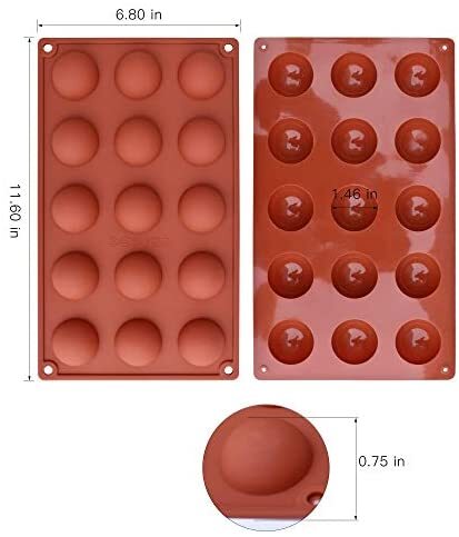 Small 15 Cavity Semi Sphere Silicone Mold 3 Packs Baking Mold For Making Chocolate Cake Jelly Dome Mousse Mold Dome Silicone Mold