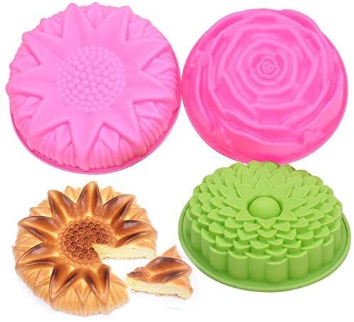 Allforhome Big 9" Rose Flower Cake Baking Pans Tray Silicone Bread Bakeware Mold 