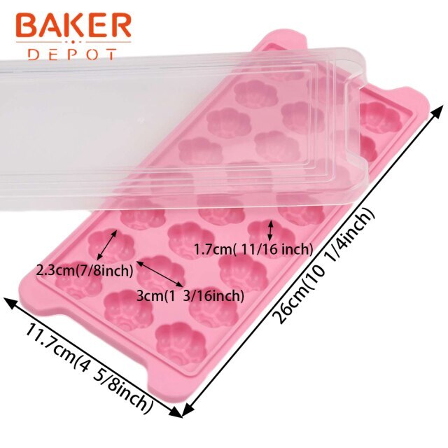 BAKER DEPOT Chocolate mold silicone mold for candy biscuit flower gummy  sugar ice tray cake decoration tool 15 cavity Set of 6