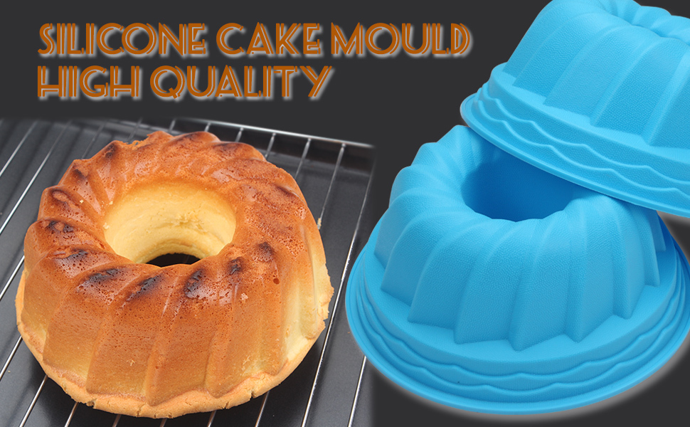 Silicone Bundt Cake Pan 8-10 Inch round Fluted Tube Cake Baking