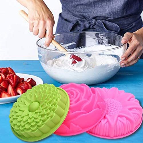 Large Round Flat Sunflower Silicone Cake Mould Pan Baking Design Tool Cute D3Z4 