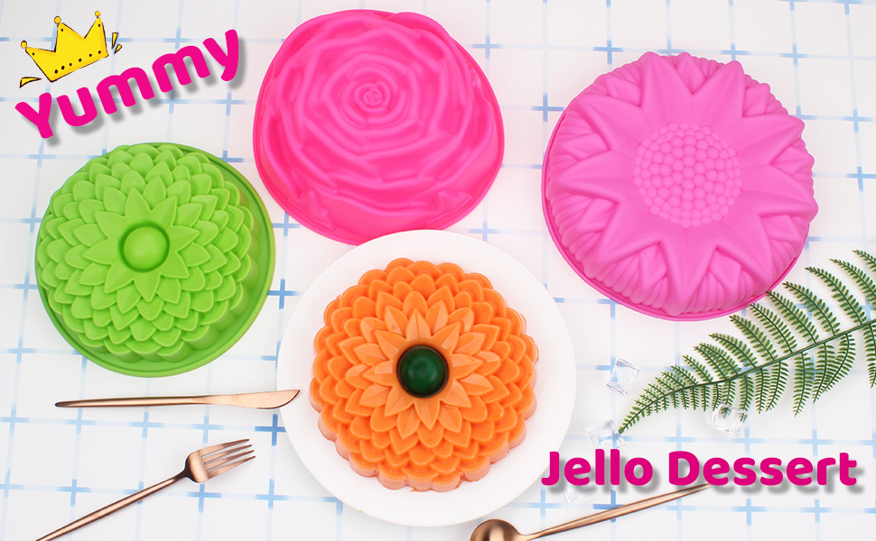 3 Pack Non-Stick Flower Shape Silicone Cake Bread Pie Flan Tart Jello —  CHIMIYA