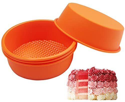 Silicone Cake Tins for Baking,4 Pcs Silicone Cake Mould Round Rainbow Cake Pan Silicone Round Cake Mould Set Round Cake Pan Silicone Baking Tins Pastry Baking Tray for Vegetable Pancakes Pizza 6 inch 