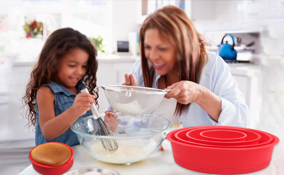 BAKER DEPOT 2 Pack Swirl Silicone Fluted Cake Pans for Baking 8