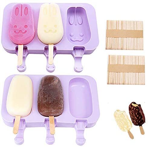 Popsicle Molds Silicone Non-Stick Ice Pop Molds Silicone Cakesicle Molds with 100 Wooden Sticks for DIY Ice Cream Cake Pops Cakesicle Set of Two Small, Green 