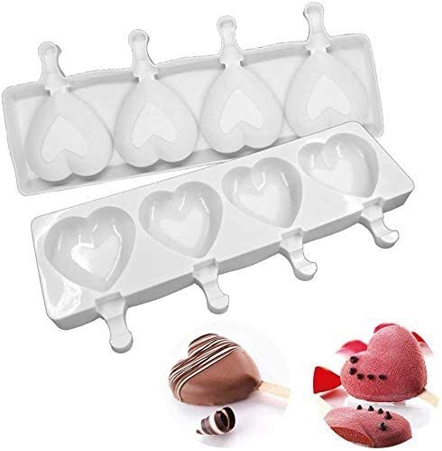 Heart Shaped Silicone Mold, 6 Holes Non Stick Heart Cake Pop Mold for Cake,  Ice