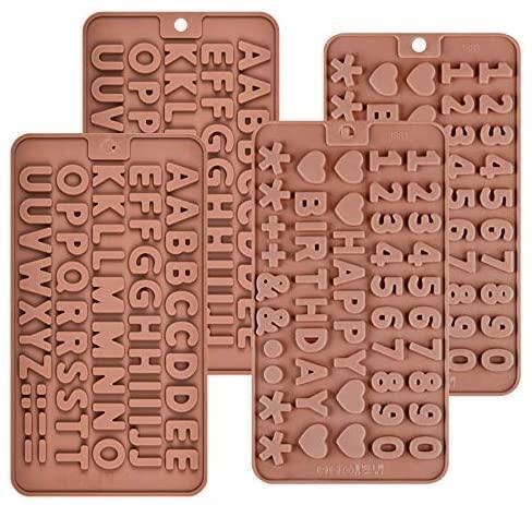Silicone Letter Mold Number Chocolate Molds 4Pcs Happy Birthday Cake  Decorations Symbols