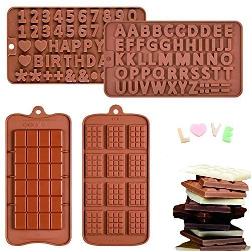 Chocolate Molds Silicone Break-Apart Letters Happy Birthday Numbers Waffle  Silicone Candy Molds Food Grade Silicone