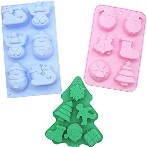 3 Pack Christmas Silicone Molds Non-Stick Chocolate Jelly Cake Baking mold  for Party Xmas Gift