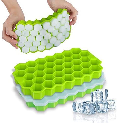 Ice Cube Trays, 2 Pack Silicone Ice Cube Molds with Lid Flexible 74-Ice  Trays BPA Free, for Whiskey, Cocktail, Stackable Flexible Safe Ice Cube  Molds