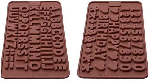 Silicone Letter Mold and Number Chocolate Molds with Happy Birthday Cake  Decorations Symbols 2pcs