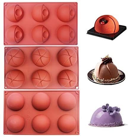 BAKER DEPOT Silicone Mould for Chocolate Cookie Rectangular Mousse Desert  Biscuit Stick Bread Baking DIY (3 pcs Round Shape)