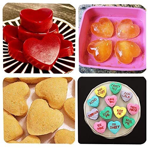 2 Pack Webake Silicone Heart Mold Heart Shaped Cake Pans Muffin Cupcake Mold Tray for Jelly Pudding Jello Soap 4 Cavity 