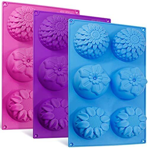 6Pcs 5cm Sunflower Flower Pudding Mold Muffin Cake Silicone Molds