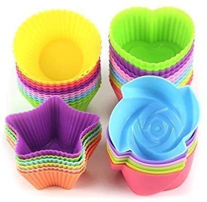 Silicone Cupcake Liner Solid Color Reusable Baking Cups for Cake Muffins 