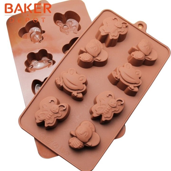 BAKER DEPOT frog shape silicone chocolate mold cake bakeware baking tools  bee butterfly design ice candy molds cake biscuit mold