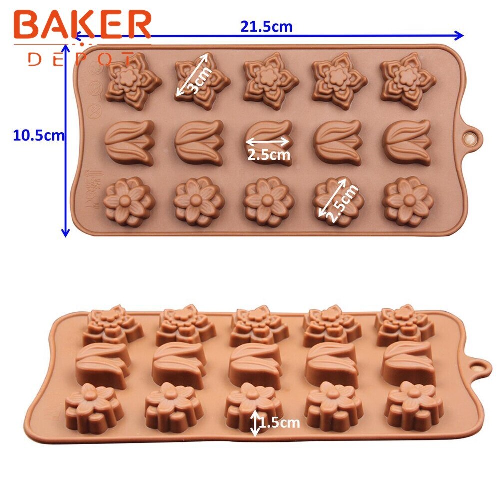 VerPetridure Silicone 15 Tulip Flower Chocolate Mold Ice Tray Mold Diy  Baking tool 