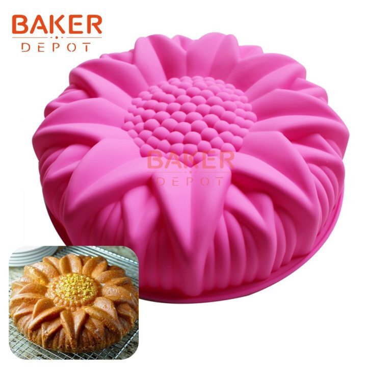 Big silicone cake molds bread pastry mold large sunflower design baking pastry moulds cake bakeware pudding